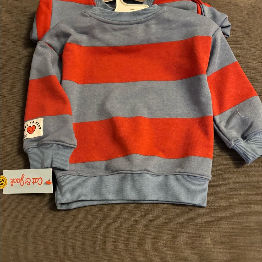 Cat & Jack 
Red and Blue Striped Pullover Sweatshirt
